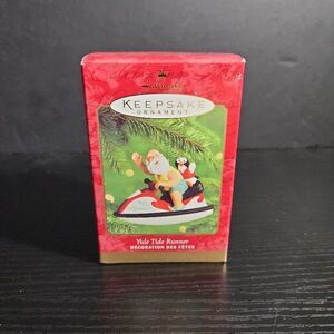 Hallmark Keepsake Ornament Yule Tide Runner Santa Penguin vintage Christmas 2000